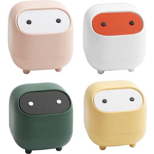 Mini Waste Bin Desktop Small Trash Can with Lid Garbage Organizer Detachable Press-type Cover Desk Storage Bucket Car Trash Can