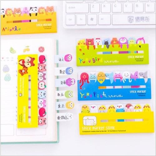 Mini Cartoon Self-adhesive Memo Pad Write Massage Sticky Notes Stationery Animals Pattern N-Time Sticker Paper 8 Groups