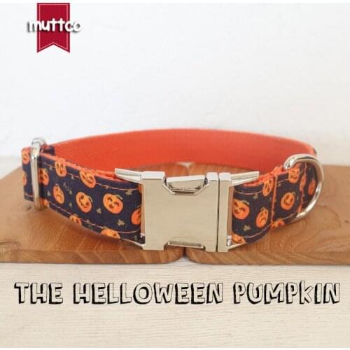 MUTTCO Customized dog collar for pets THE pumpkin dog accessory pet supply for small medium large dog 5 sizes UDC086