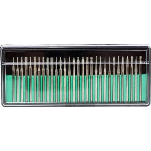 30pcs/Set Diamond Grinding Head Sets Diamond Burs Drill Bit 3mm Dremel Rotary Tools Coated Carving Burrs