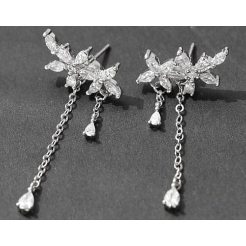 Unusual Silver Earrings Women 2021 Trend Jewelry Silver Hoop Earring S925 Vintage Earing Fashion Tassel Flower Cute Zircon Korea