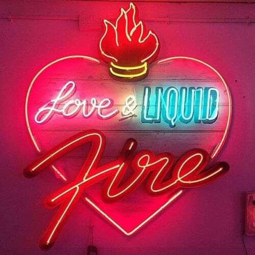 Neon Sign Love Liquid Neon light Neon Wall Sign Heart Five Window Advertise Lamp Decorate Home color Handmade Real glass TUBE