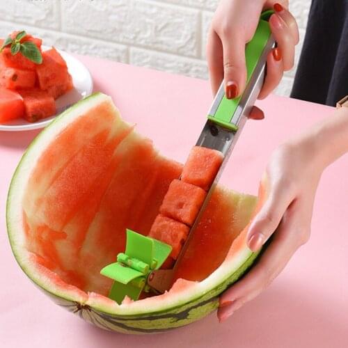 Watermelon Windmill Cutter Slicer Original Auto Stainless Steel Melon Cuber Knife Fun Fruit Vegetable Salad Quickly Cut Tool