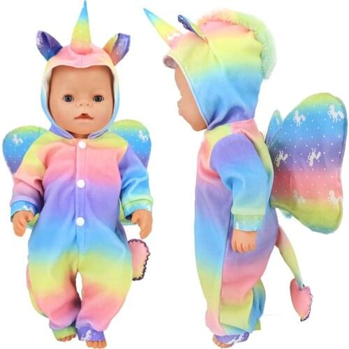 Doll clothes Nenuco Ropa y su Hermanita accessories 18" girl doll rainbow color unicorn rompers