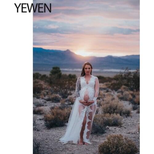 Maternity Gown Boudoir Dress Lace Gown for Pregnancy Photo Shoot Long Robe Lingerie Tulle Bridal Maternity Dress Baby Shower