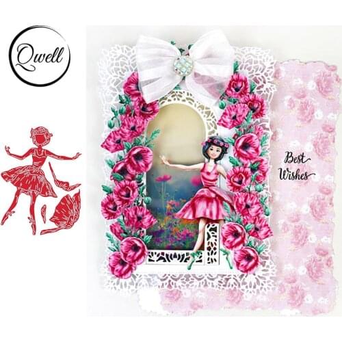 QWELL Girl Flower Broder Metal Cutting Dies for Scrapbooking and Card Making Paper Embossing Craft New 2019 die cuts