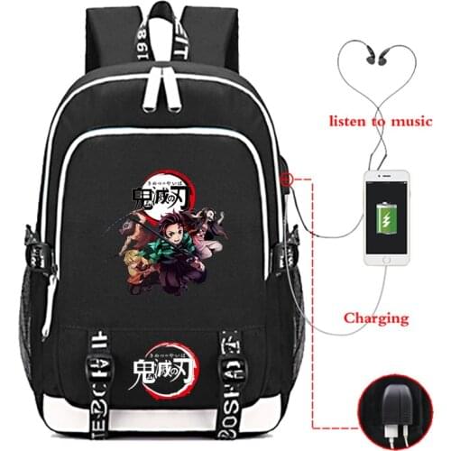 Mochila Demon Slayer USB Charging Backpack Anime School Bags Laptop Travel Rucksack Kimetsu No Yaiba School Backpacks for Teens