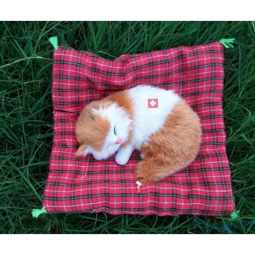 Cute simulation sleeping cat polyethylene & fur yellow& white cat model 14x11cm105