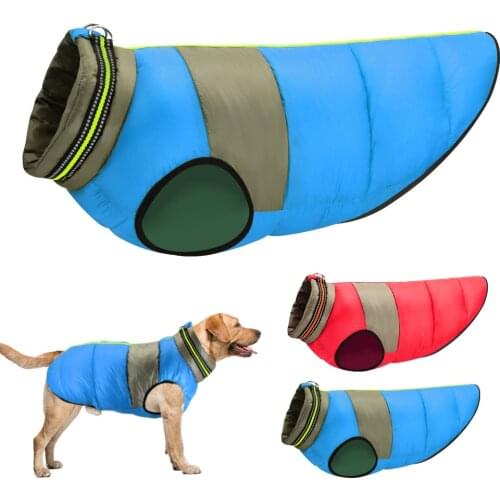 Super Warm Large Dog Clothes Winter Waterproof Dog Coat Reflective Thick Pet Down Jacket for Medium Large Dogs Pitbull Bulldog