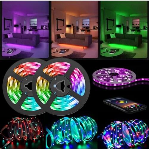 LED Strip Lights Bluetooth-compatible APP RGB 2835 SMD Flexible Ribbon Tape Diode Backlight Desk Screen TV Background Lighting