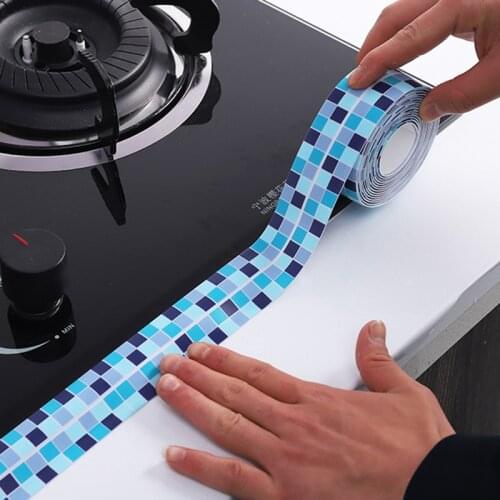 3.8CMx3.2M Waterproof PVC Self Adhesive Mosaic Wall Sticker Home Bathroom Sink Bath Sealing Strip Tape Kitchen Anti-mold Sticker