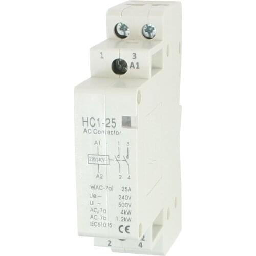 Top quality AC 240V 25A 2 Reed AC Contactor 2P Closed Domestic 35 mm DIN Rail