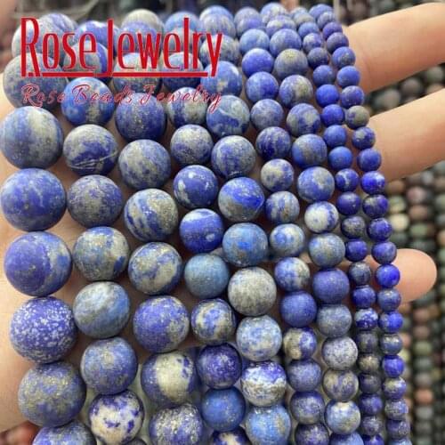High quality Natural Dull Polish Matte Lapis Lazuli Beads Round Loose Stone Beads 4 6 8 10 12MM For Jewelry Making DIY Bracelets