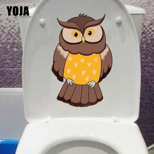 YOJA 15.2X23.2CM Cartoon Owl Patterns Wall Sticker Kids Room Decoration Toilet Decal T5-0484