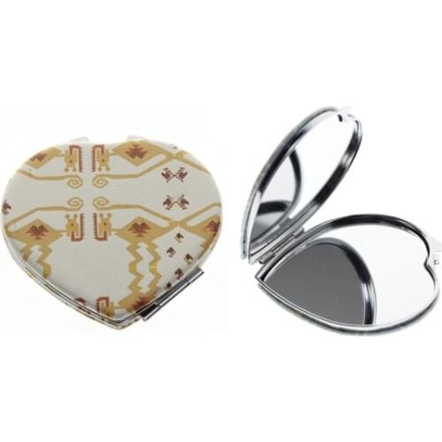 7cm Heart Double Side Pretty Portable Folding Hand Vanity Makeup Cosmetic Pocket Compact Mirror For Women Girl Child Kid Gift