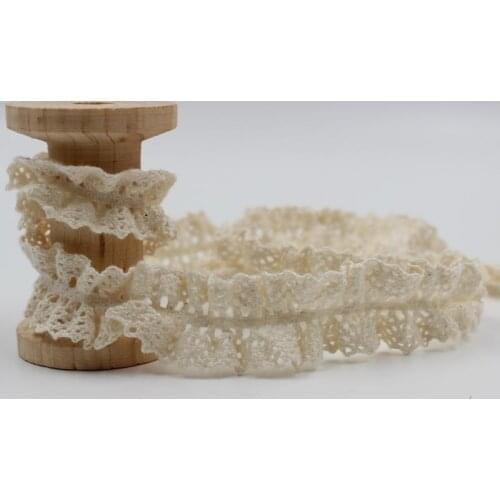 1Yards High Quality Lace Ribbon Trimmings 2cm Elastic Cotton Lace Fabric Beige Lace Trim For Sewing Accessories dentelle FR19