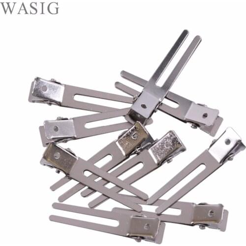 10Pcs 45mm Double Prong Alligator Hair Clips Flat Metal Boutique Hairpins With No Teeth for DIY Hair Styling Accessory