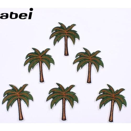10pcs/lot Iron On coconut tree patch Embroidery palm tree Sticker Handmade Patchwork Craft DIY Jeans Shirt Coats Appliques badge
