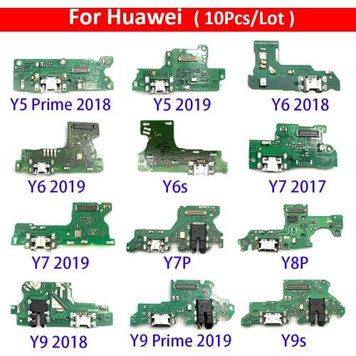 10Pcs/Lot,USB Charging Port Dock Charger Plug Connector Board Flex Cable For Huawei Y6 Y7 Y9 Y5 Prime 2018 2019 USB Board