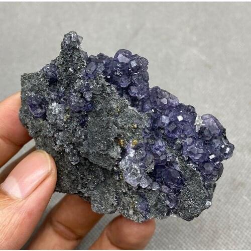100% Natural Polyhedral Tanzanite blue Purple fluorite cluster mineral specimens Gem level Stones and crystals