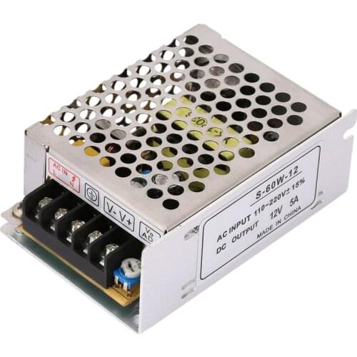 12V5A Switching Power LED Light with Light Box,5A 12V AC/DC Voltage Converter Universal Regulated Switch Power Supply for LED