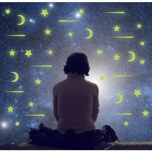 16PCS/Set Personalized Moon Star Wall Sticker Art Decals Babys Kids Girls Bedroom Decor Mural PVC Luminous Room Decor