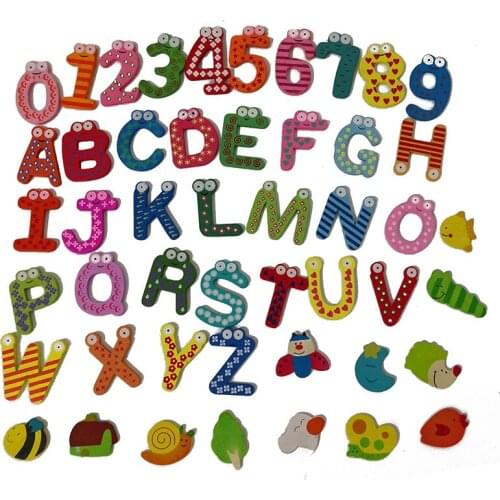 46pcs Wooden Fridge Magnet Stickers Lovely Cartoon Animal Educational Toy Fashion Home Decoration Supplies