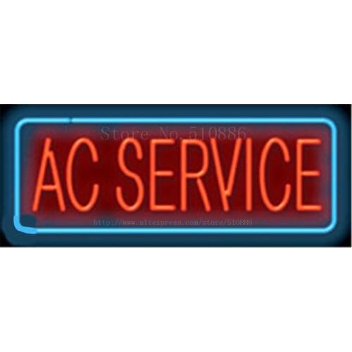 AC SERCICE Real Glass Tube Car Garage neon sign Beer Pub Handcrafted Automotive signs for Shop Store Business Signboard 17"x14"
