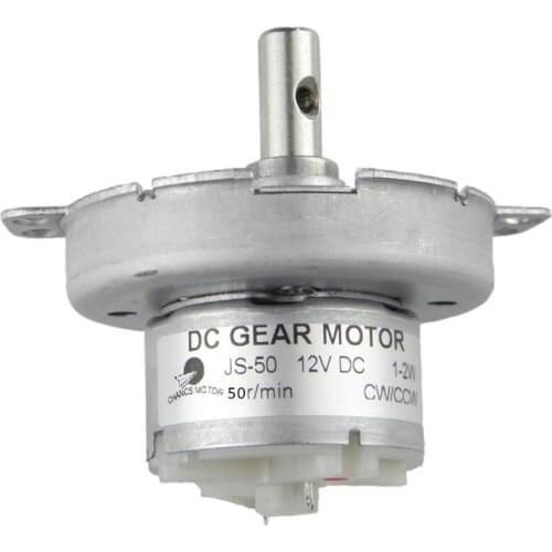 CHANCS JS-50 DC Gear Electric Motor 12V 50RPM Metal Outer Reduction POM Plastic Gear Gearbox