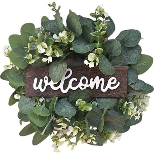 30cm Artificial Plant Eucalyptus Leaves Garland Front Door Decor Hanging Welcome Wreaths Christmas Wedding Party Home Decor