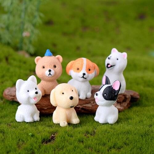 Cute Dog Bear Figurine Miniatures Home Decoration Kawaii Accessories Desk Garden Decor