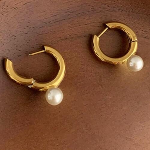 Miuoxion Retro Circle Pearl Earrings Fashion Personality Punk Party Jewelry For Women Feature Namour Charm Gift All Seasons