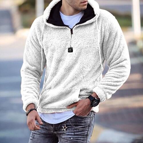 Fashion Solid Slim Pullover Hoodies For Men Casual Drawstring Long Sleeve Hooded Tops Men Autumn Winter Pocket Streetwear Coats