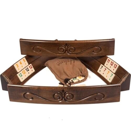 Vip Rummy Okey Team Game Set Ovoid Wood 42x8x6 Cm Big Size Vintage Rustic Professional Design Mosaic Motifs Handmade Arts