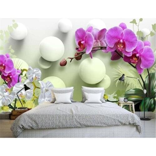 Wall paper 3d mural custom living room bedroom home decor HD Phalaenopsis 3D Wallpaper Tv Background Wall