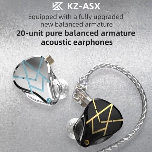 KZ ASX Earphones 20BA Units HIFI Bass In Ear Earbuds Noise Cancelling Headphones DJ Sport Headset PK ZSX ZAX ASF ZSN PRO X ZST