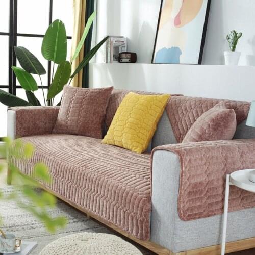 Solid Color Winter plush sofa cushion fabric Nordic sofa cover back towel all-inclusive four seasons universal High-end cushion