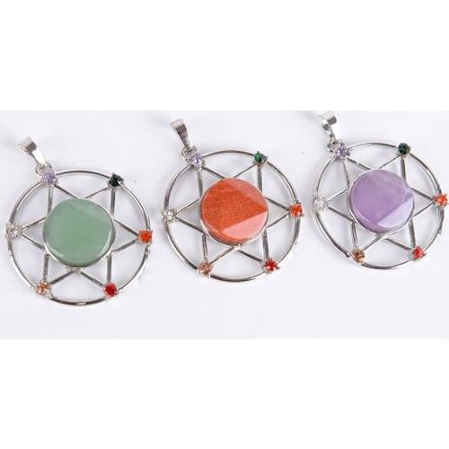 New Natural Stone Hexagram Pendant Necklace Spiritual Star of David Healing Chakra Beads Fashion Jewelry for Women Men D083