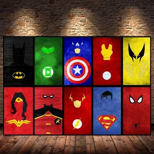 Marvel Super Hero Head Characters Posters Avengers Anime Canvas Painting High Prints Wall Art Picture for Living Kids Room Decor