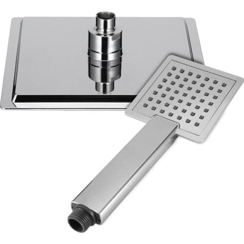 Ceiling Mounted Shower Head Chrome Finish 12" Square Rainfall Shower Head & Wall Mounted Shower Head Sprayer for Bathroom Home
