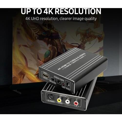 HD MI to AV&SVideo Converter HD MI Converter 4K UHD Image Quality Audio Video Synchronous Transmission Plug and Play Black