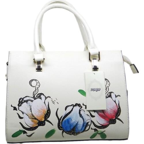 Colorful Design Women Handbag Genuine Leather Ladies Totes Fashion Bags Popular Chinese Style Print Flowers Messenger Bag