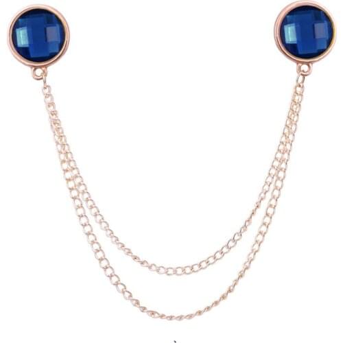 Luxury Fashion Crystal Tassel Chain Collar Brooch Pin Shirt Corsage Wedding Jewelry for Men Women Accessories Best Gift