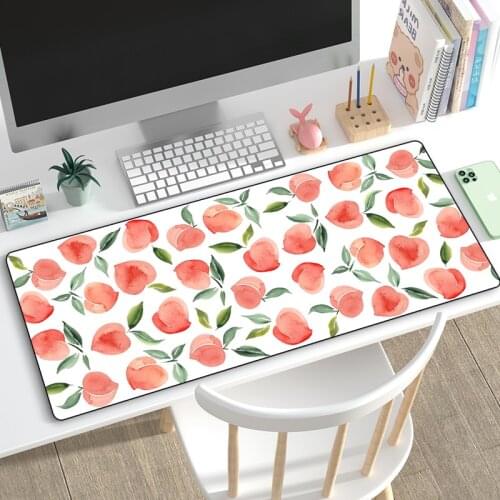 Cute Cartoon Peach Fruit Mouse Pad Comtuper DeskMat Large Mousepad Gaming Accessoroes Laptop Gamer Keyboard Waterproof MausMat