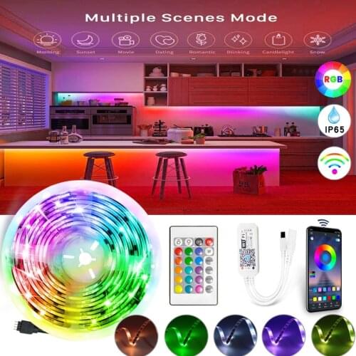 LED Strip Light RGB WiFi 20M 15M 10M 5050 SMD 2835 Flexible Ribbon DC 12V Led Light Strip + IR WiFi Controller + Power Adapter