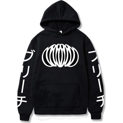 Harajuku Anime Bleach Logo Print Hoodies Men Long Sleeve Manga Streetwear Casual Oversize Itself Winter Women Hooded Sweatshirts