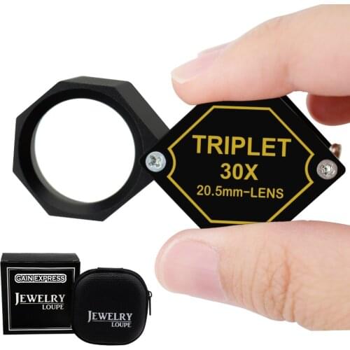 30x Jeweler 20.5mm Gem Loupe Magnifiers Jewelry Triplet Lens for Professionals Hobbyists Stamp & Coin Mechanics Machinists