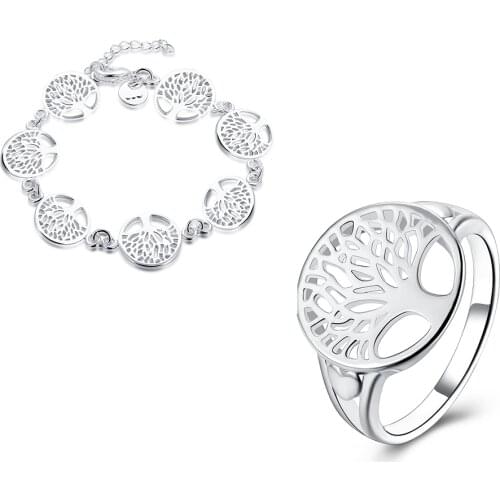 925 sterling silver tree of life jewelry bridal sets Fashion ring bracelet sets 2020 totem gifts wife girl wedding Fine jewellry