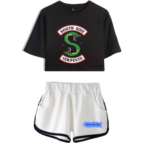 2 Piece Tracksuit Women 2019 New kpop Riverdale Southside Serpents Clothes Female Casual Crop Top and Pants Summer Outfits Set