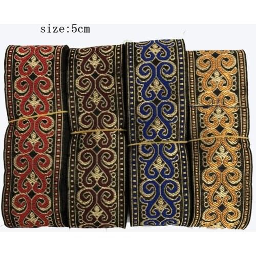 10yards/lots Woven Jacquard Ribbon Trims geometric totem pattern for curtain and clothing accessory size 5cm LS-2674